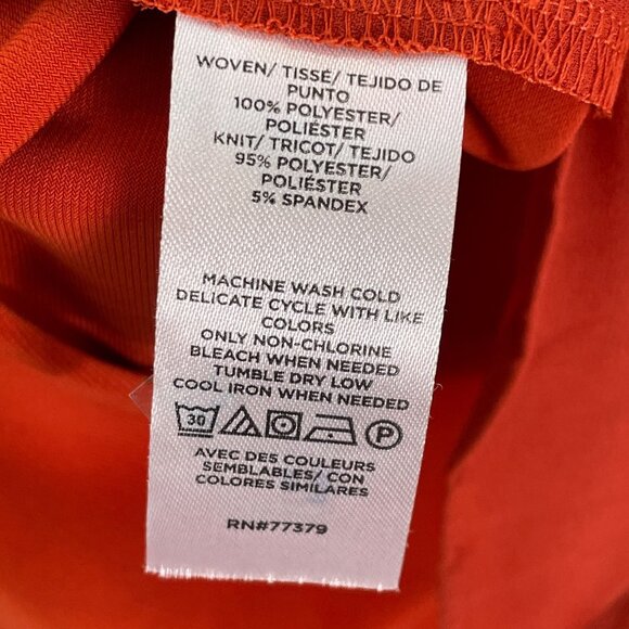 NEW ANN TAYLOR Womens XL Burnt Orange Button Up Ruffle Neck Blouse Shirt - Picture 6 of 12